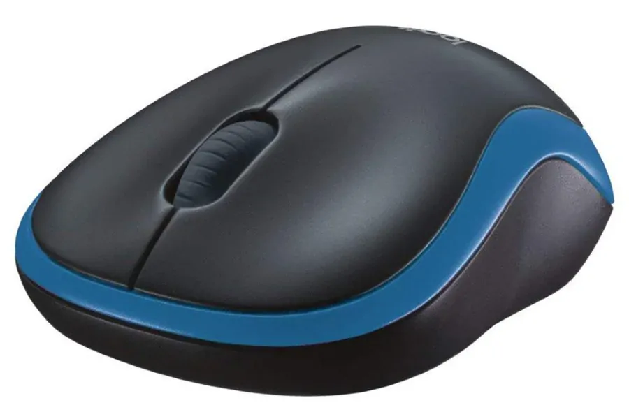 Logitech M185, bezdrátová myš, optická, 3 tlačítka, USB přijímač, modrá