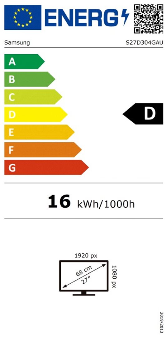 Samsung LS27D304GAUXEN monitor - 27", Full HD, IPS, 100 Hz - energetický štítek
