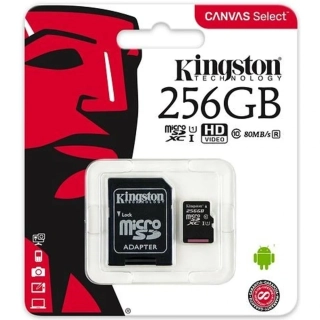 KINGSTON Canvas Select Plus 256GB microSD / UHS-I / CL10 / vč. SD adaptéru